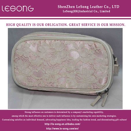 LS1185 Fancy Lace Leather Cosmetic Bag