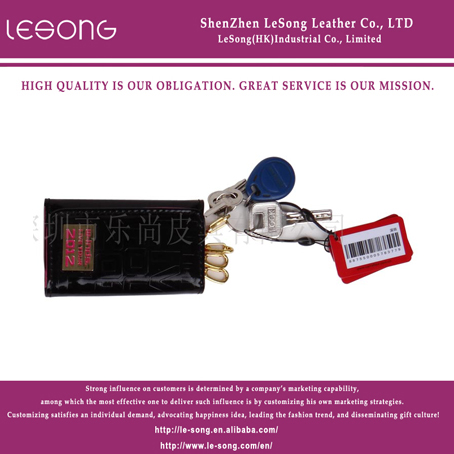 LS1217 Wholesale Black Leather Key Holder Wallet