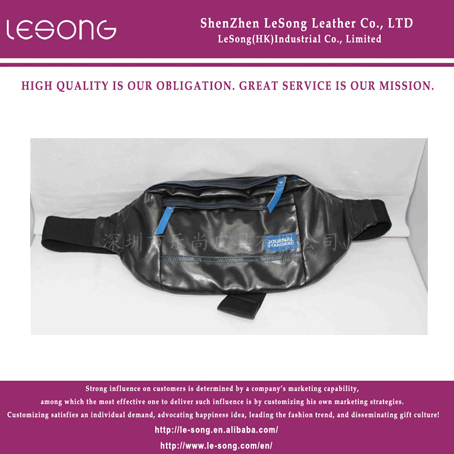 LS1275 Black PU Nylon Men's Waist Bag