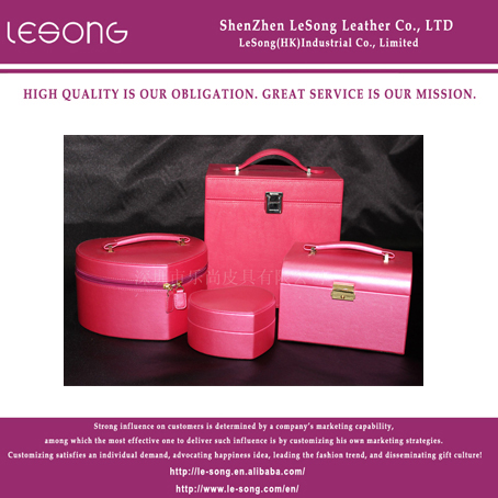 LS1022 Pink Leather Jewelry Case Suit