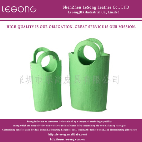 LS1149 Hanging Green Felt Materials Basket