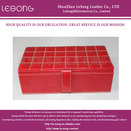 LS1117 Red Leather Square Jewelry Box