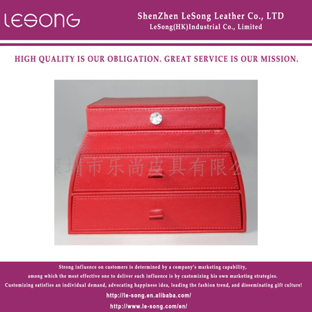 LS1123 Red Leather Jewelry Drawer Box